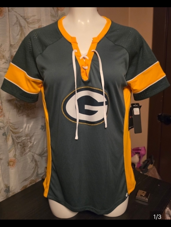 Fanatics Tops - Fanatics Green and Gold Lace-Up Women's Football Jersey